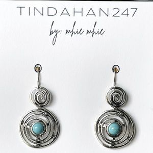 CycleSphere 925 Silver Plated Ethnic‎ With Turquoise inlaid Earrings